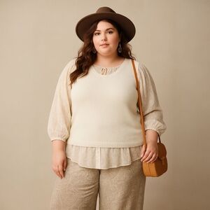 Steve Fabrikant Ivory Wool Blend Sweater Vest - 3X - NWT